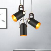 Plafonnier projecteur suspendu noir et doré orientable style industriel
