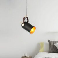 Plafonnier projecteur suspendu noir et doré orientable style industriel