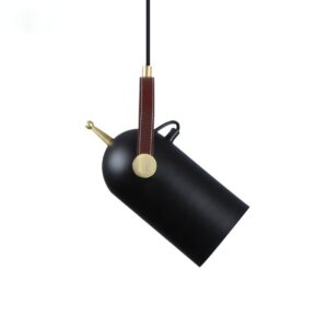 Plafonnier projecteur suspendu noir et doré orientable style industriel