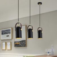 Plafonnier projecteur suspendu noir et doré orientable style industriel
