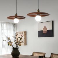 Plafonnier rond suspendu en bois minimaliste et nordique NIRA