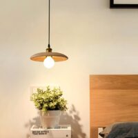 Plafonnier rond suspendu en bois minimaliste et nordique NIRA