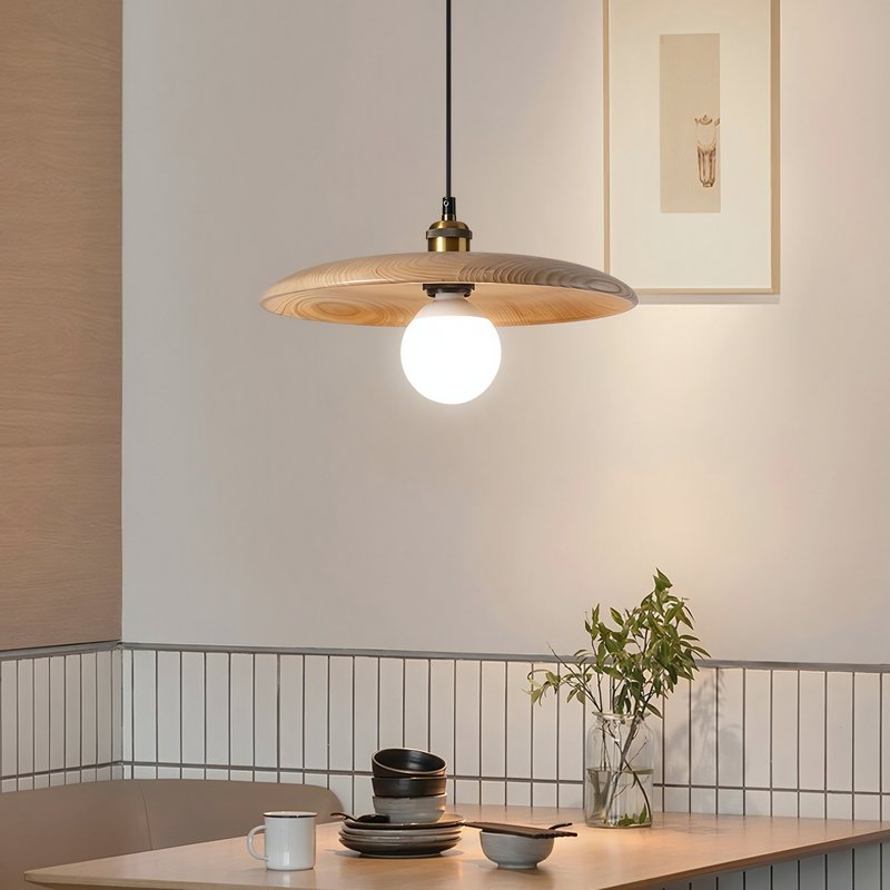 Plafonnier rond suspendu en bois minimaliste et nordique NIRA