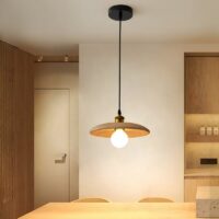Plafonnier rond suspendu en bois minimaliste et nordique NIRA