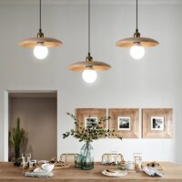 Plafonnier rond suspendu en bois minimaliste et nordique NIRA