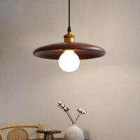Plafonnier rond suspendu en bois minimaliste et nordique NIRA