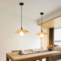 Plafonnier rond suspendu en bois minimaliste et nordique NIRA