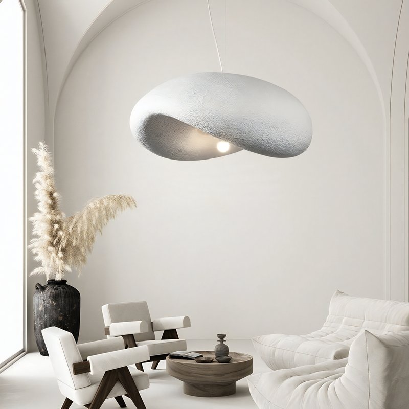 Plafonnier salon design effet ciment brut tendance CHMIL