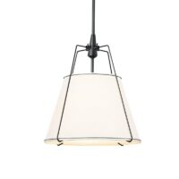 Plafonnier séjour blanc en tissu et métal entonnoir design PUGLIESI
