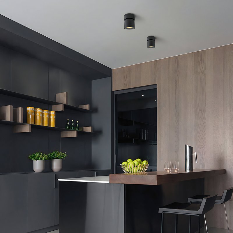 Plafonnier spot noir LED minimaliste pour couloir ADOCQ