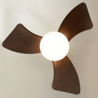 Plafonnier ventilateur avec télécommande hélices effet bois