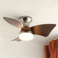 Plafonnier ventilateur avec télécommande hélices effet bois