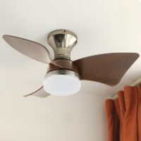Plafonnier ventilateur avec télécommande hélices effet bois