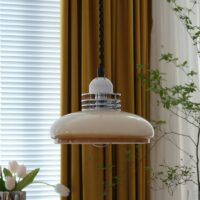 Plafonnier vintage rétro en verre beige BAUHUMS