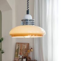 Plafonnier vintage rétro en verre beige BAUHUMS