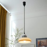 Plafonnier vintage rétro en verre beige BAUHUMS
