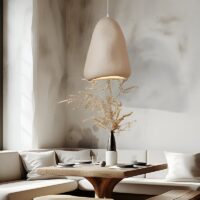 Plafonnier Wabi-sabi beige lustre abstrait finition brut CHMIL