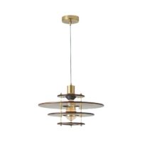 Suspension plafonnier en bois et métal soucoupe design OPAX