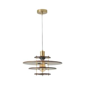Suspension plafonnier en bois et métal soucoupe design OPAX