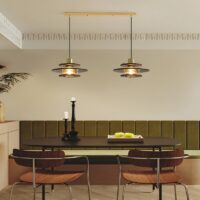 Suspension plafonnier en bois et métal soucoupe design OPAX