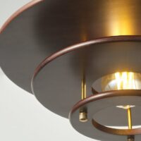 Suspension plafonnier en bois et métal soucoupe design OPAX
