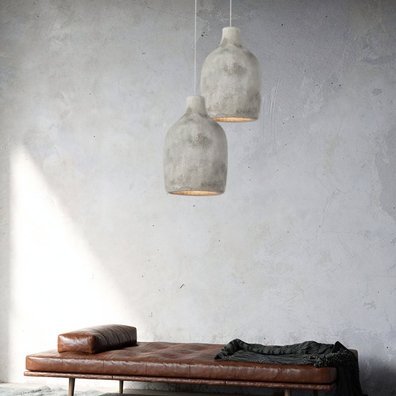 Suspension plafonnier lanterne effet ciment artisanal DOLCINO