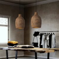 Suspension plafonnier lanterne effet ciment artisanal DOLCINO