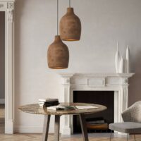 Suspension plafonnier lanterne effet ciment artisanal DOLCINO
